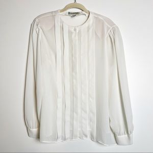 Diane Von Furstenburg vintage cream pleated blouse